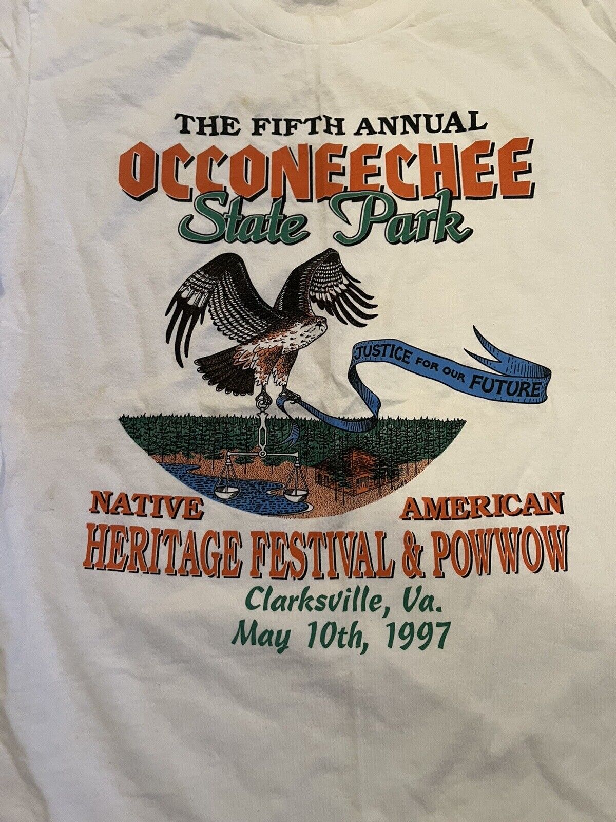 Occoneechee State Park Vintage 1997 Tee Clarksville Va Size M Native Powwow