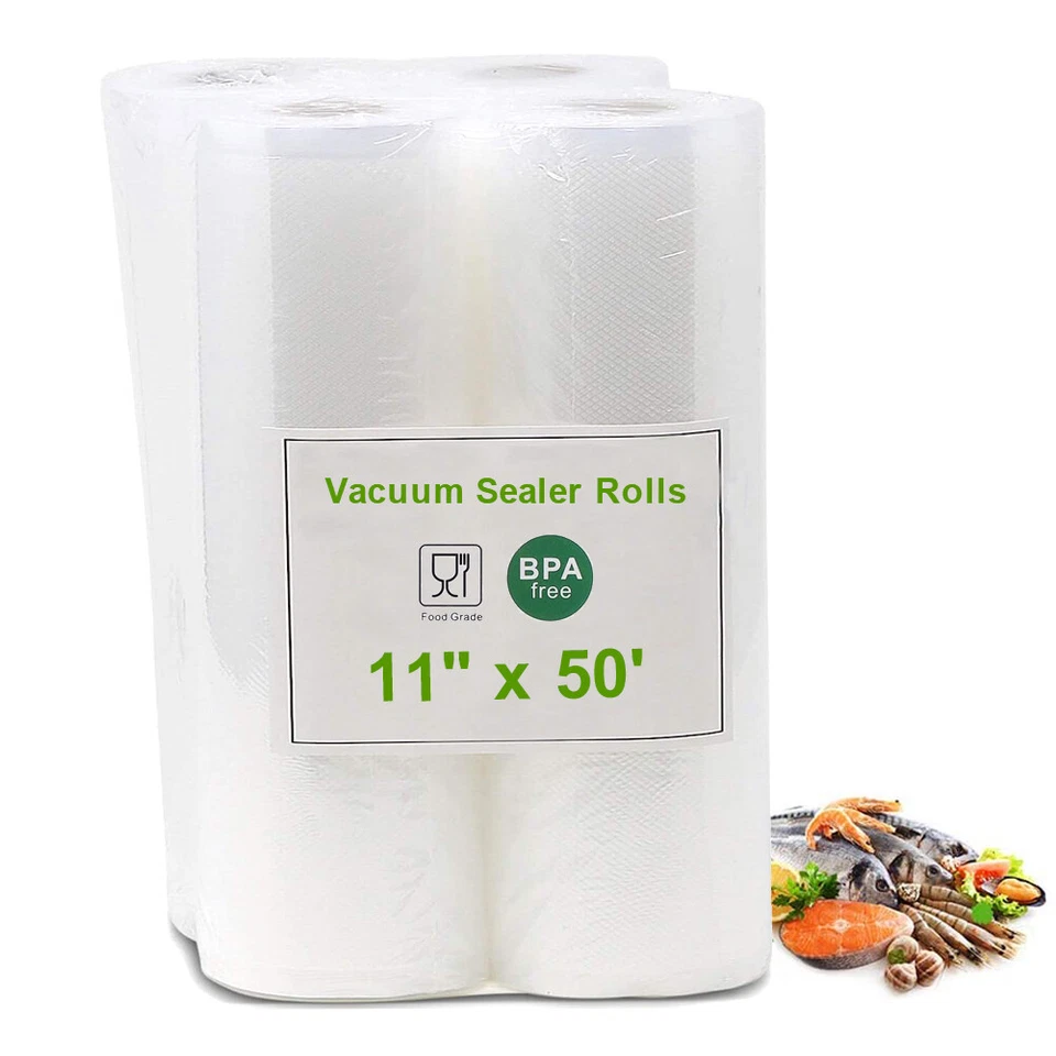 2/4 Pack Vacuum Sealer Bags 11"x 50' for Food Saver Seal a Meal Commercial Grade