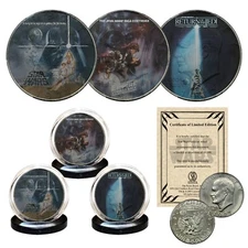 Star Wars / Empire Strikes / Back Return of the Jedi 1977 IKE Dollar 3-Coin Set