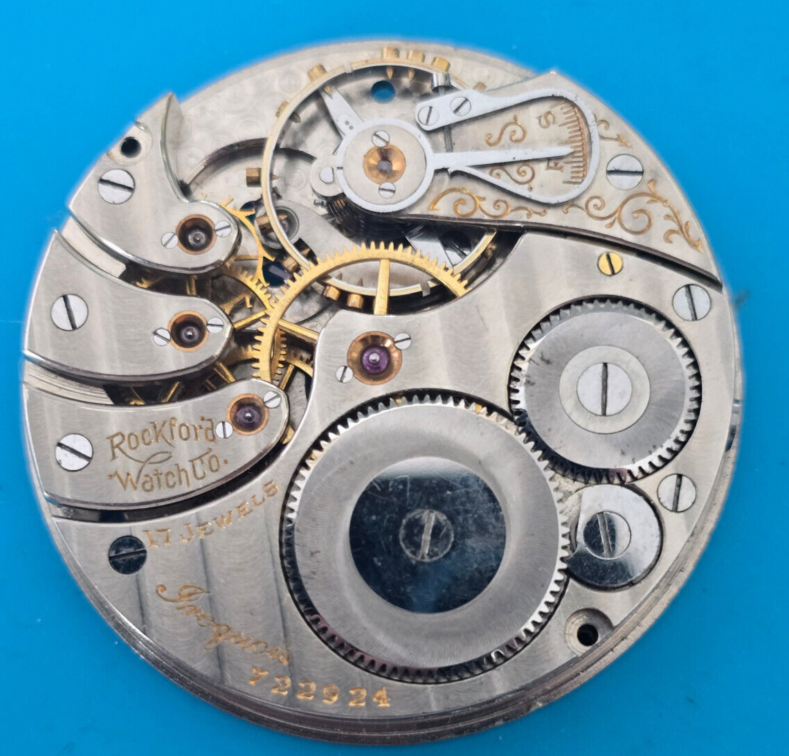 VINTAGE 16 SIZE 17 JEWEL ROCKFORD GRADE 635 MODEL 5 POCKET WATCH PARTS