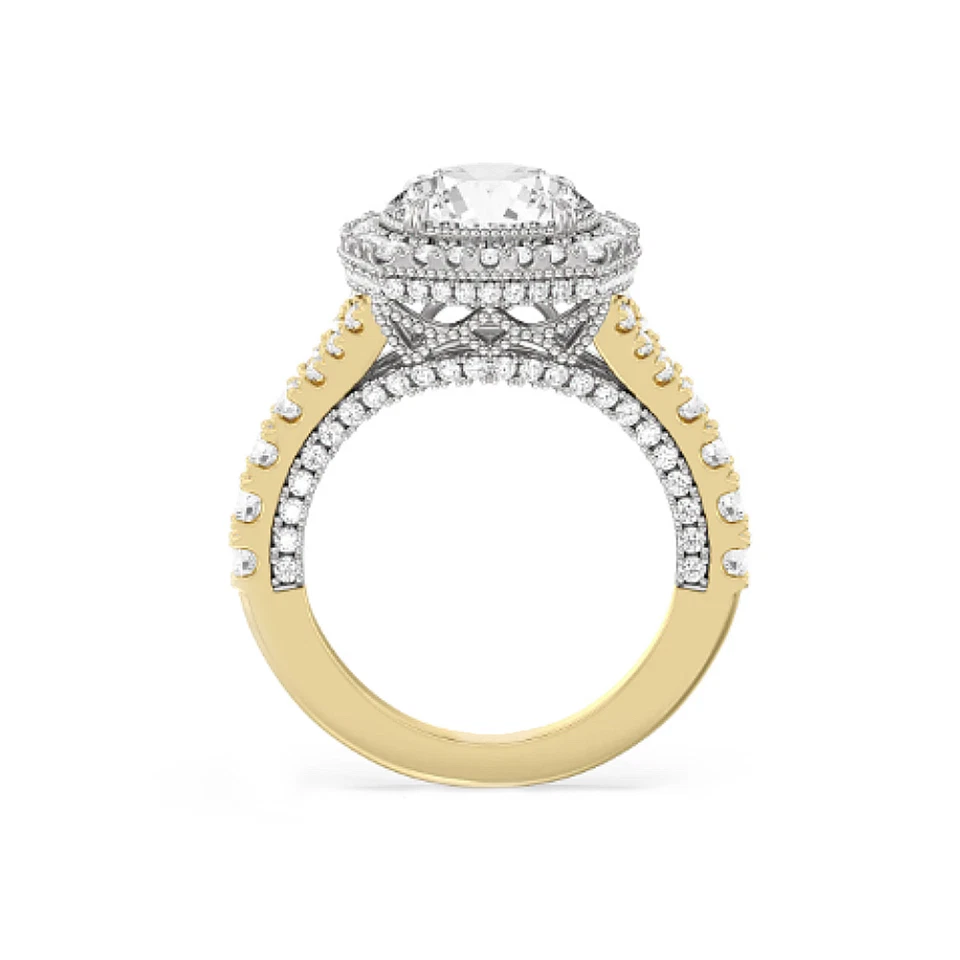 Diamond Ring 18k Yellow Gold Lab Grown Round Cut 3 Carat IGI Certified Size 7 8 - Image 2 of 4