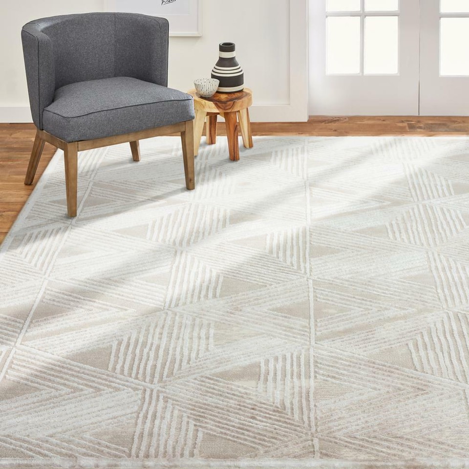 Area Rug Carpet Bazaar Zen Cream Indoor 5 X 7 Ft Abstract Floor Home