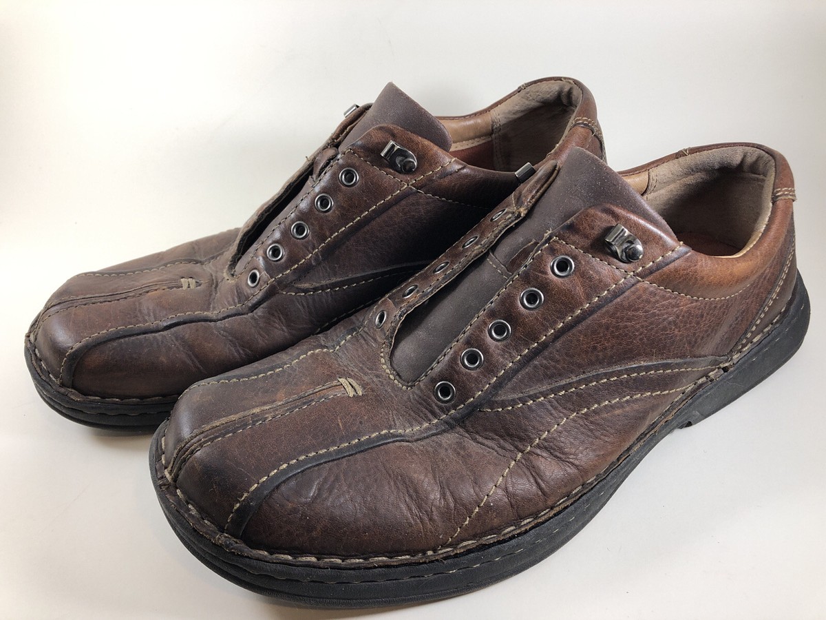 Clarks Brown Leather Lace-Up Casual Comfort Shoes Men