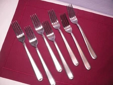 Set Of 7 Cambridge Silver Crescendo Stainless Dinner Forks 8 In. GB1