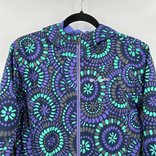 COLUMBIA Purple Teal Design Fleece Lined Outdoor Full Zip Jacket Juniors Large - Picture 3 of 6