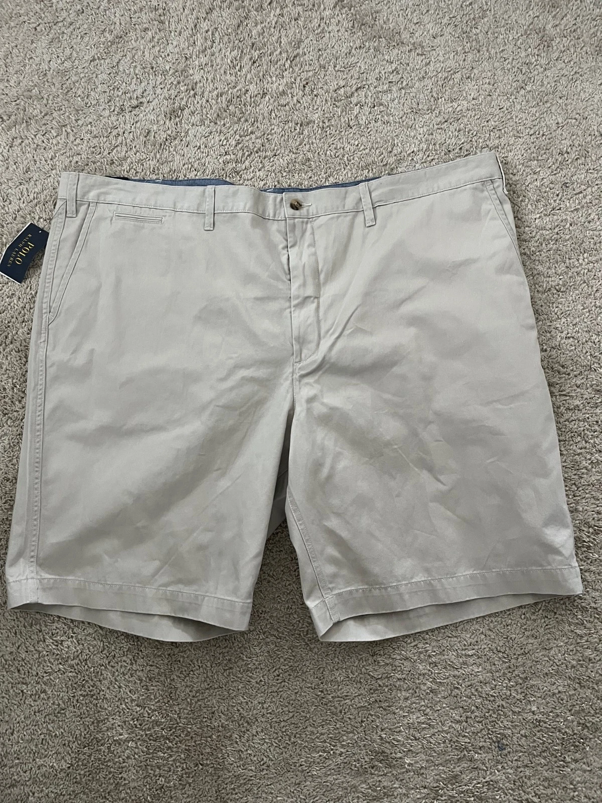 Polo Ralph Lauren Chino Shorts Flat Front Classic Fit Stretch Beige Mens 50B NWT