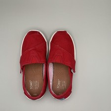 TOMS Tiny Alpargata Toddler Size 10 T10 Red Canvas Slip On Shoes Kids Sneakers