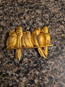 Authentic Vintage Vtg AIC Art Institute Of Chicago 24k Gold Plated A Perch Of Birds...