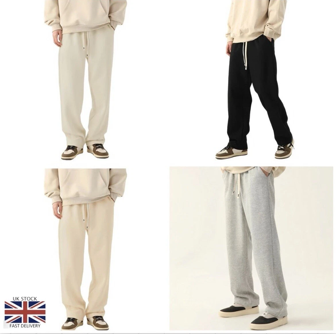 Mens New Fleece Tracksuit Baggy Jogging Bottoms Joggers Gym Track Trousers Pants