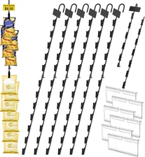 6 Pcs Hanging Merchandise Strips 72 Clips Chip Display Rack Snack Candy Black