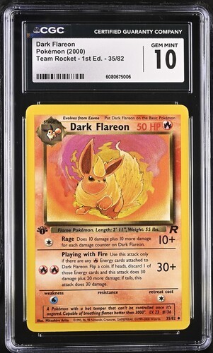 Dark Flareon (1st Edition) graded CGC 10 for sale on eBay
