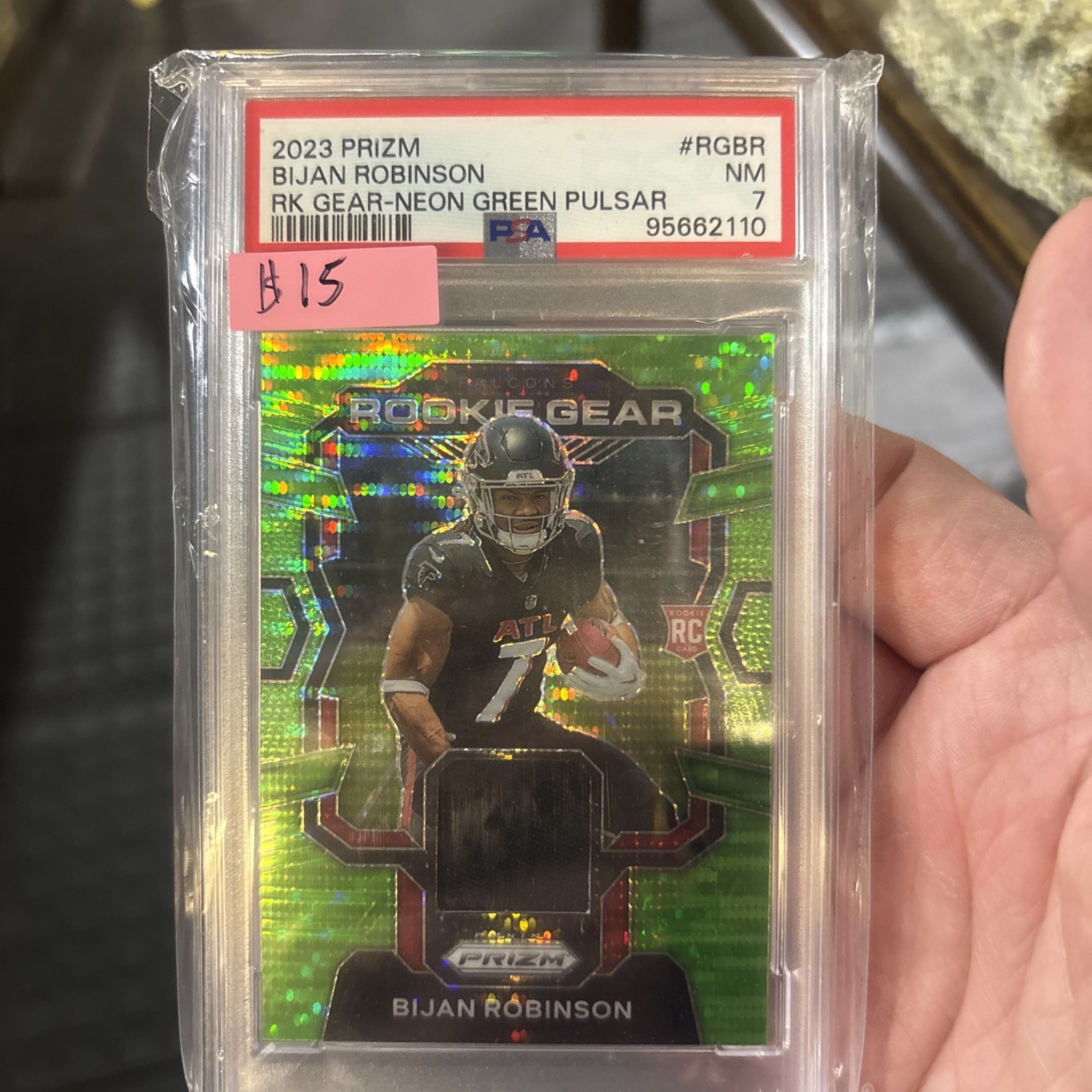 2023 Panini Prizm - Rookie Gear Bijan Robinson #RG-BR Neon Green Pulsar Prizm...