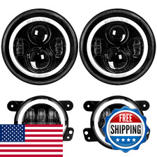 Lx-Light Dot Approved 7Inch Led Headlights White Drl/Amber Turn 4 Inch Led Fog