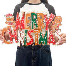 Merry Christmas Door Decorations Gingerbread Man Wooden Sign Door Hanging Christ