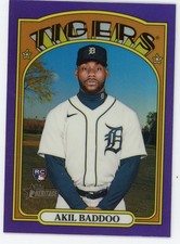 2021 Topps Heritage Chrome Purple Refractor SP RC Akil Baddoo #540 Tigers