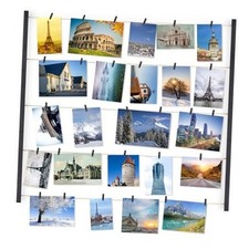 Wood Picture Frame Collage Photo Display Frame 26 29 inch with 30 Clips Black
