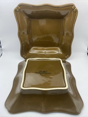 2 Taste of Home Entertaining Brown Square Serving Dish 8 x 8 Ceramic. A85