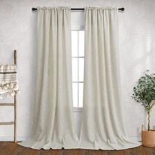 Beige Blackout Curtains 108" L, 2 Panels Rod Pocket Window Drapes for Bedroom
