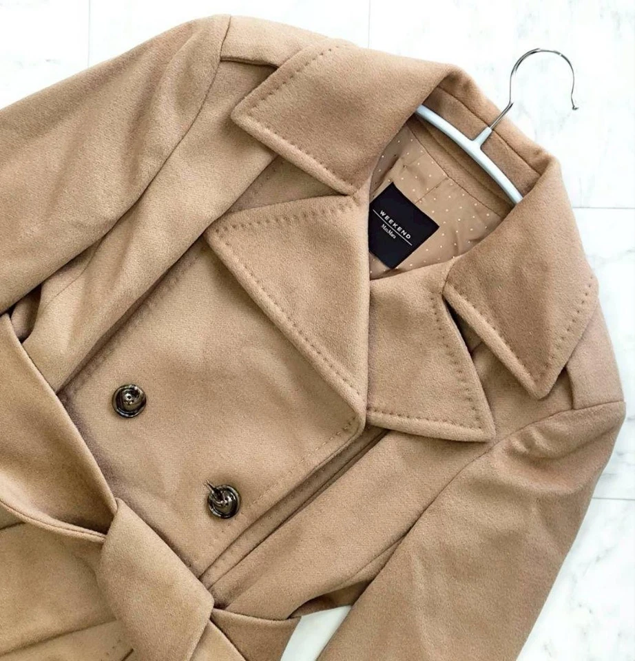 Max Mara Wool Alpaca Double Breasted Pleated Ribbon Coat - Image 4 of 4