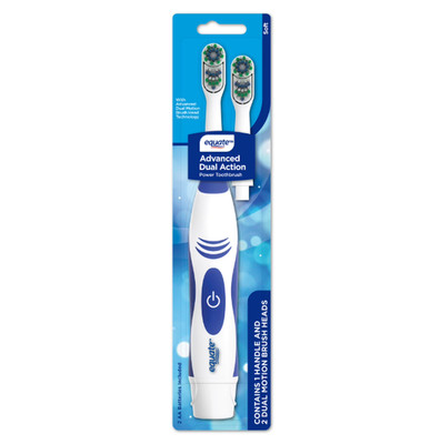 Equate Battery Powered Electric Toothbrush Dual Action with 2 Replacement Heads