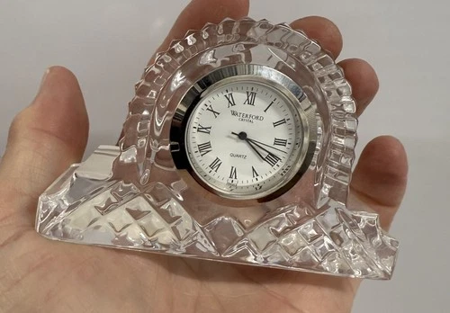 Vintage Ireland Waterford Crystal Small Mini Mantle Clock w/Waterford Clock Face