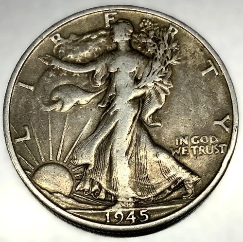 1945-S Walking Liberty Half Dollar - 90% Silver - 50c US Coin VF Very Fine -2549