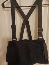 Fully Adjustable Unisex Back Brace with Over The Sholder Straps - One Size Black