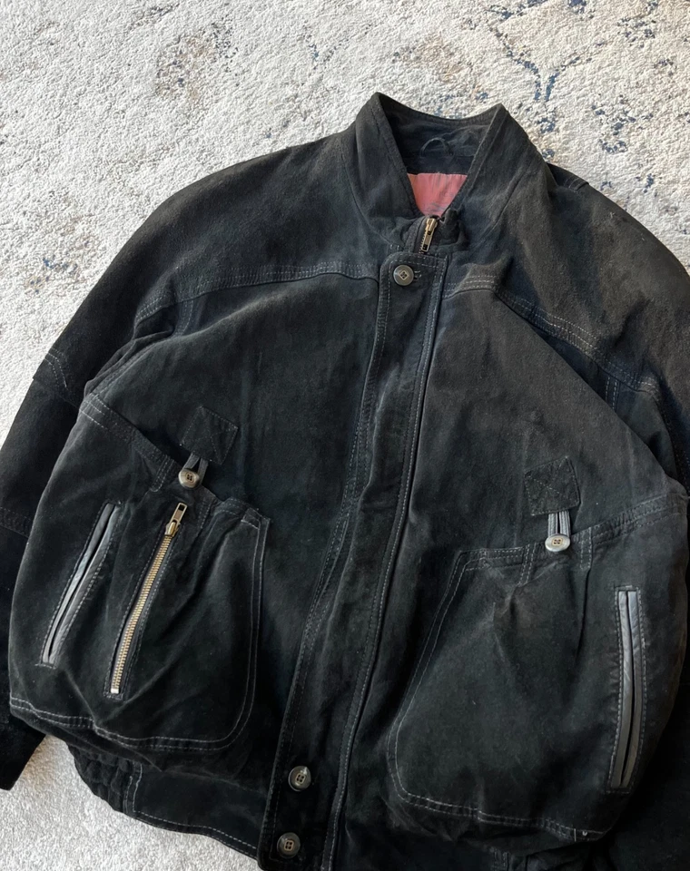 RARE VTG KAPITAL STYLE SUEDE WASHED JAPANESE AVIATION LEATHER JACKET 90`S - Image 3 of 4