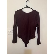 Lululemon Wundermost Boatneck Scoop Back Long Sl Bodysuit Black Plum Size L NWT