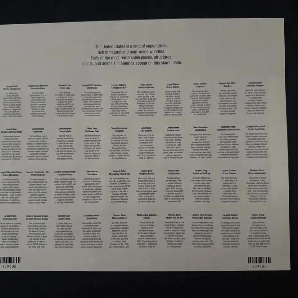 2006  Wonders of America Sc 4072a full mint sheet of 40 different designs - Image 2 of 2