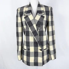 Harve Benard Blazer Women's Vintage Check Plaid Wool Double Breasted Sz 6