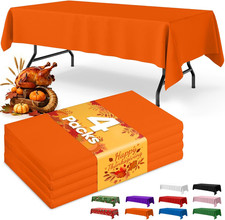 Orange Plastic Table Cloth - 4 Pack 54"  108" Rectangle Disposable Tablecloths