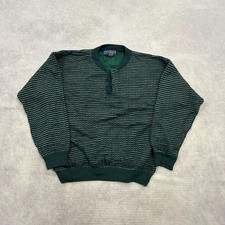 Vintage abstract knitted jumper Patterned Grandad chunky knit sweater Men's L