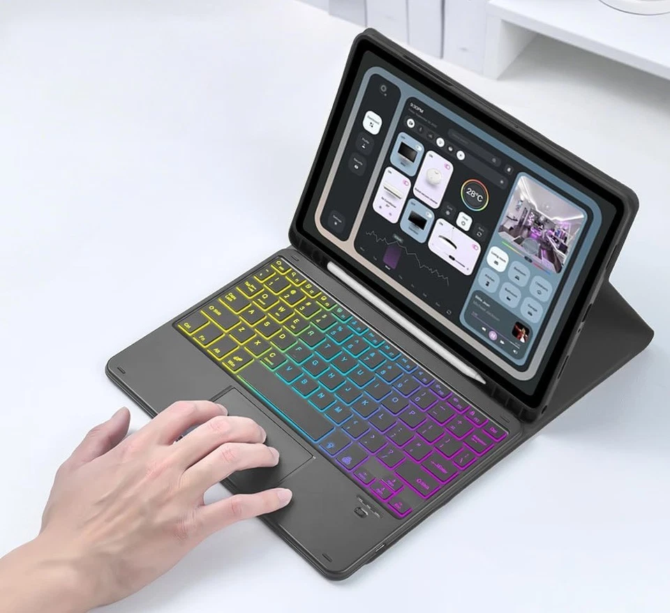 Teclado/Trackpad/Caixa para Samsung Galaxy Tab A11+/A9+ 2023-25 - Retroiluminado - Preto - Imagem 3 de 4