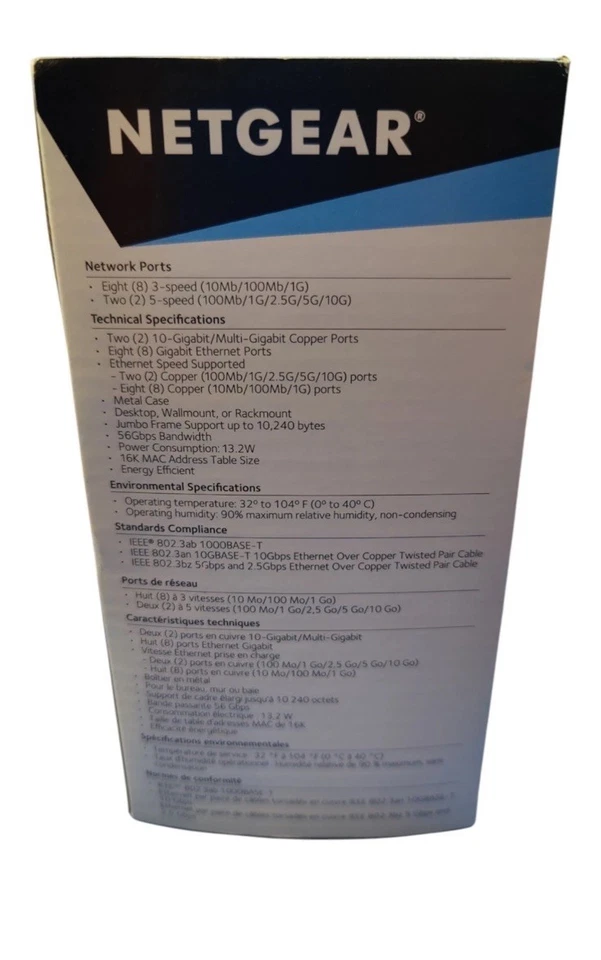 NETGEAR GS110MX-100NAS 8-Port Gigabit Ethernet Switch + 2-Port 10G/Multi-Gig - Image 4 of 4