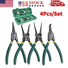 Portable 7" Internal External Retaining Clips Snap Ring Circlip Pliers 4pcs Set