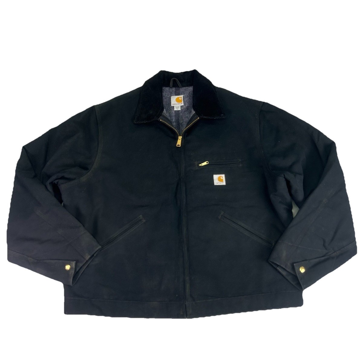 VTG Carhartt J001 BLK Detroit Blanket Lined Canvas Jacket USA