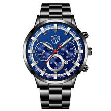 Men's Luxury Stainless Steel Quartz Watch with Calendar and Luminous Hands