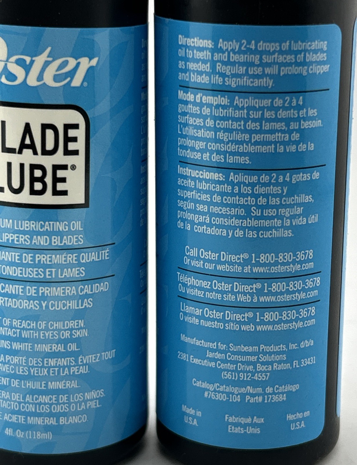 (2 Pack) Oster 76300-104 Clipper Blade Lube Lubricating Oil Bottle 4 oz NEW