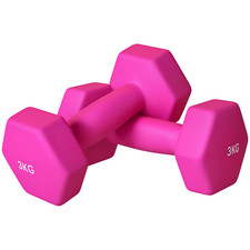 Hexagonal Dumbbells Weights Pair Pink, Refurbished