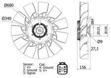 Ventilador de radiador MAHLE para SCANIA P G R T - Serie G 340 P 340 420 04- 1780958
