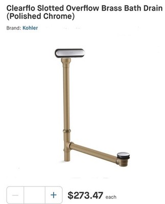 Kohler 7271-CP Clearflo Slotted Overflow Brass Bath Drain Polished Chrome 2 Sets