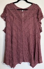 NWT Torrid Wild Ginger Babydoll Lace Sharkbite Hem Mauve Top Plus Size 4X