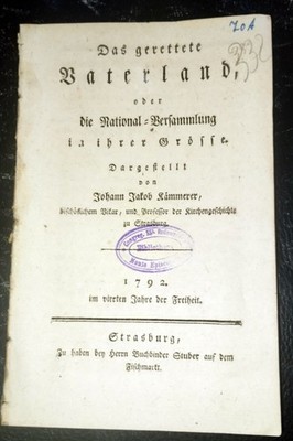 1792 Das gerettete Vaterland oder die Nationalversammlung in ihrer Grosse.