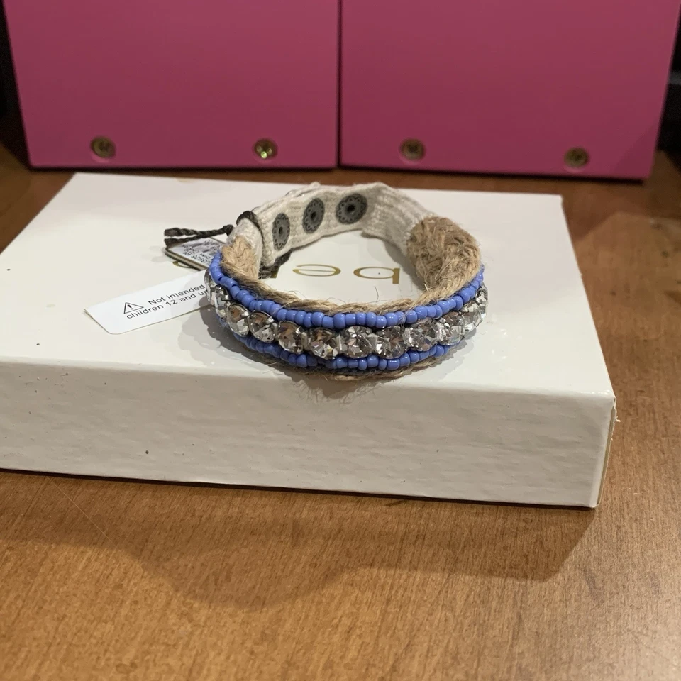 Pulseira Juicy Couture Pam Gela E-Rhinestone Tecida Azul com Cristais de Prata Nova com etiquetas - Imagem 2 de 4