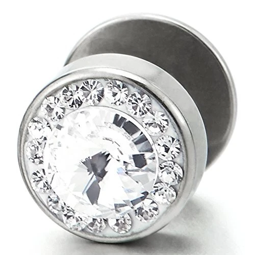 Aretes circulares de acero con circonitas cúbicas de 10 mm 2 piezas para hombres y mujeres, tramposo F... Foto 2 de 4