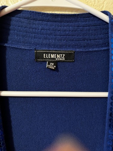 Preowned One piece ELEMENTZ Blue Blazer Sweater Top Woman Plus Size 2X - Picture 3 of 13