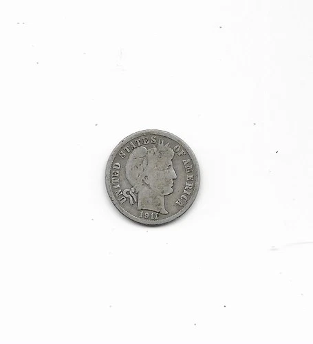 1911 - D  UNITED STATES BARBER DIME  G-VG