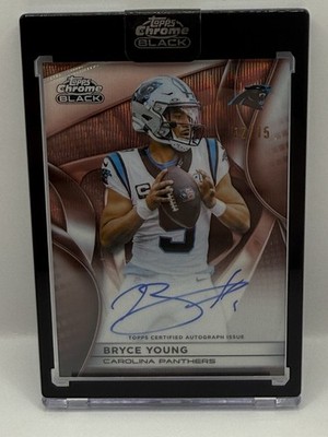 Topps 2025 Chrome Black Bryce Young Panthers Auto AU-BY /15 Serial Numbered