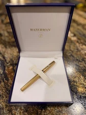 Waterman L'Etalon Fountain Pen Basketweave Gold Plated with 18k Gold Nib
